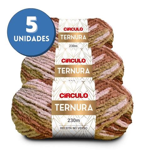 Kit 5 Lã Fio Ternura Círculo 100g 230m 4057 Mescla Castor Frete grátis