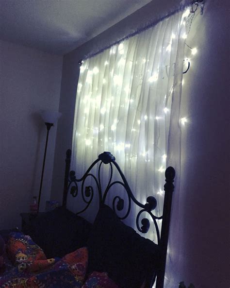 Diy Headboard Lights 1 Curtain Rod White Sheer Curtains Around 15ft