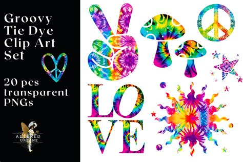 Groovy Tie Dye Silhouettes Clip Art Graphic By Alteredurbane Creative