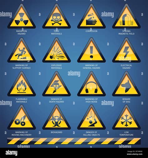 Dangerous hazard and other warning signs set isolated vector illustration Stock Vector Image ...