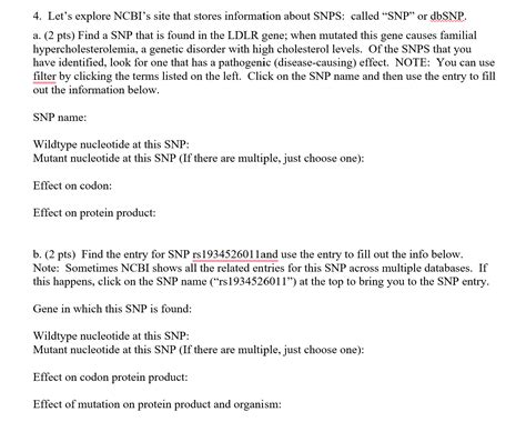 Solved 4. Let's explore NCBI's site that stores information | Chegg.com