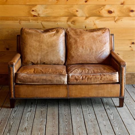 Murray Loveseat In Buffalo Leather Classic Worn Leather Loveseat