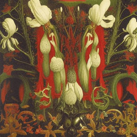 Alien Flower In The Style Of Jan Van Eyck Creative Fabrica