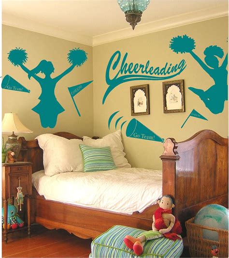 Cheerleading Decal Set Cheer Mural Set For Wall Locker Room Etsy Girls Wall Stickers Girl