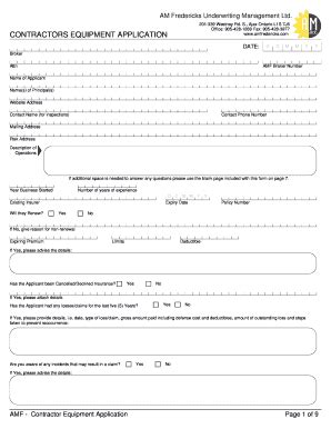 Fillable Online Visio AMF Contractors Equipment Application Fax Email