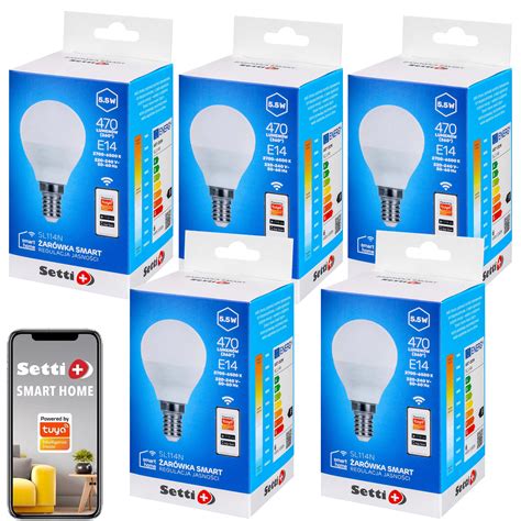 SETTI SL114N 5 5W E14 Wi Fi 5 sztuk Inteligentna żarówka LED