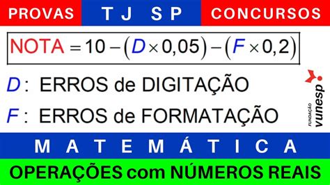 Tj Sp Matem Tica Opera Es N Meros Reais Vunesp Concursos