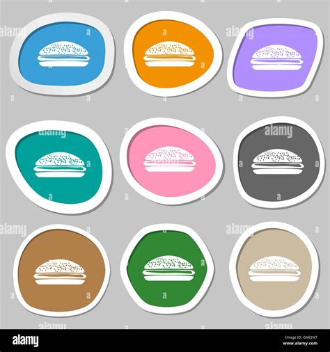 Burger Hamburger Symbole Bunte Papier Sticker Vektor Stock