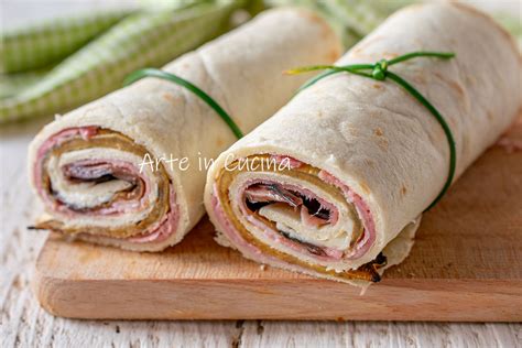 Cannoli Di Piadina Con Prosciutto E Melanzane