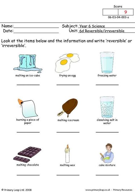 Physical Changes In Matter Worksheet