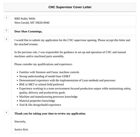 Cnc Supervisor Cover Letter Velvet Jobs