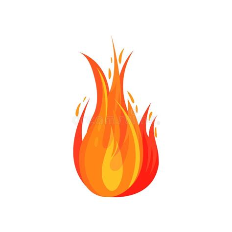 Flat Vector Icon Of Red Orange Fire Bright Fiery Flame Burning Campfire Symbol Of Hot