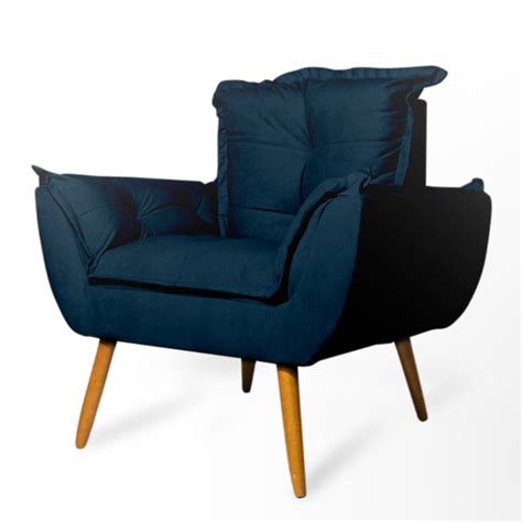 Poltrona Decorativa Opala Suede Azul Ppa Outlet Madeiramadeira