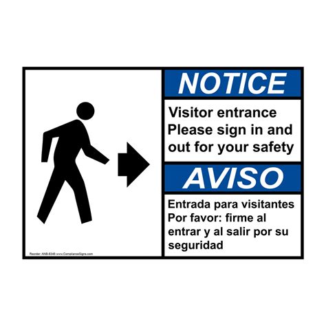 Notice Sign Visitor Entrance Please Sign In Bilingual Sign Ansi