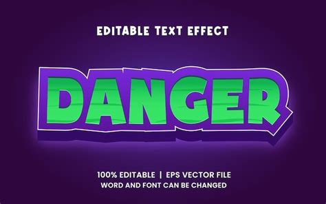 Effet De Texte Modifiable Avec Un Style De Jeu De Danger Vert Et Violet