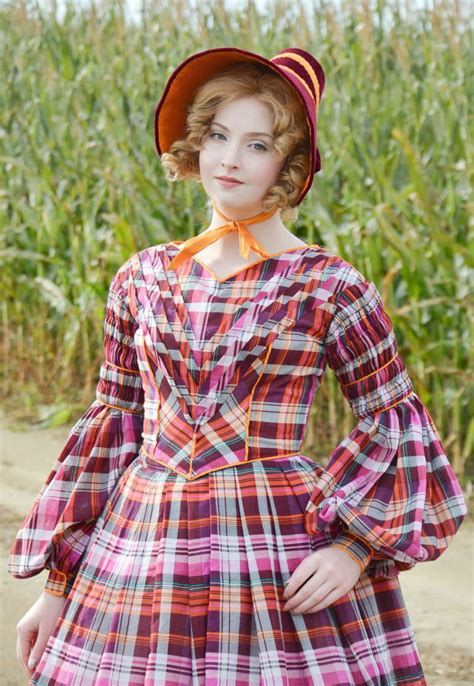 1830s Plaid Pleated Dress Photos Angela Claytons Costumery