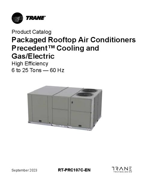 Trane Packaged Rooftop Air Conditioners PrecedentTM Cooling And Gas