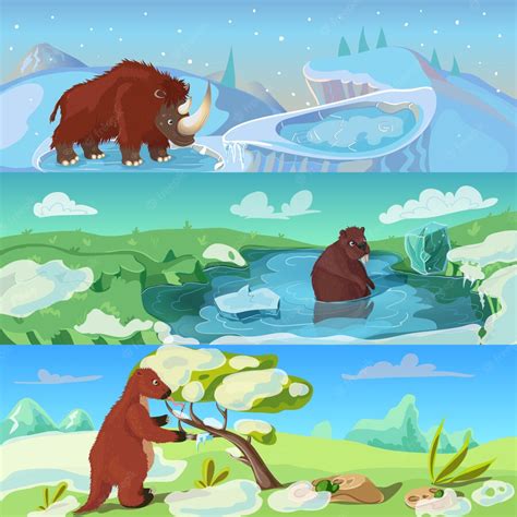 Premium Vector | Animals Ice Age Illustration Set