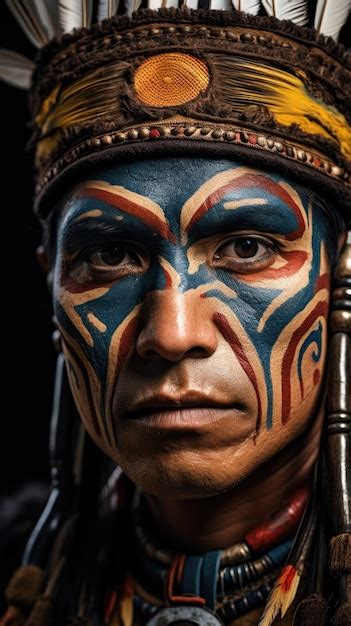 Premium Photo Native American Man With Painted Face