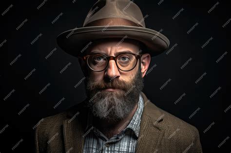 premium ai image  cool  man   beard  glasses