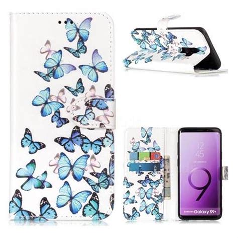 Blue Vivid Butterflies Pu Leather Wallet Case For Samsung Galaxy S9 Pluss9 Leather Case Guuds