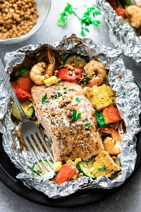 Mediterranean Salmon Foil Packets With Lentils Recipe Video