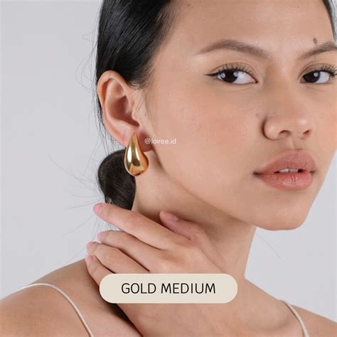 Jual Cleo Everyday Gold Plated Chunky Droplet Earrings Anting