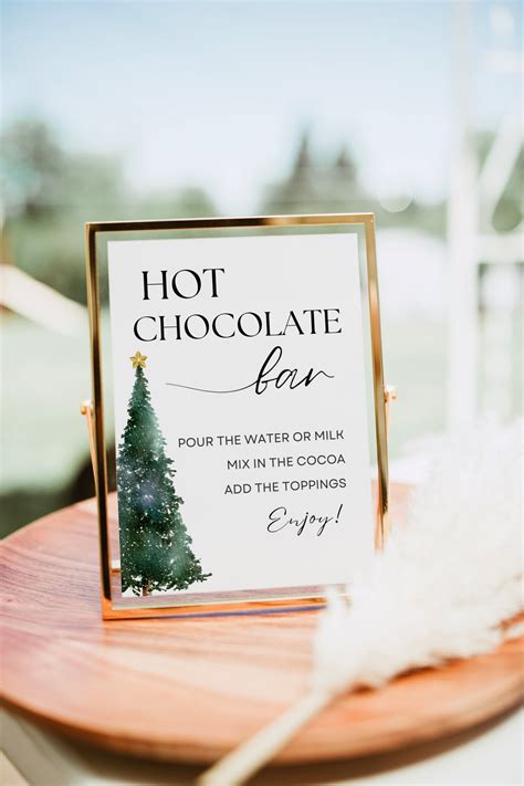 Hot Chocolate Bar Sign Modern Hot Cocoa Bar Menu Print Holiday Party Bar Menu Template