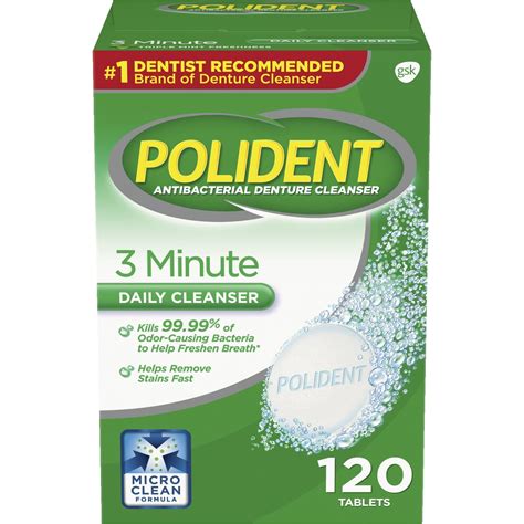 Polident 3 Minute Triple Mint Antibacterial Denture Cleanser