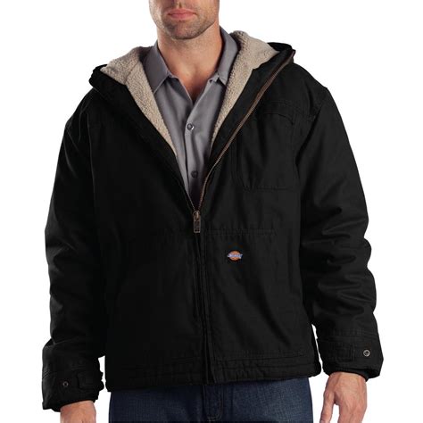 Dickies Men X Large Duck Sherpa Lined Hooded Rinsed Black Jacket