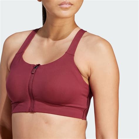 Adidas TLRD Impact Luxe High Support Zip Bra Burgundy Adidas UAE