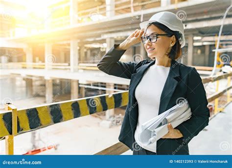 Portrait Of Adult Female Builder Engineer Architect Inspector