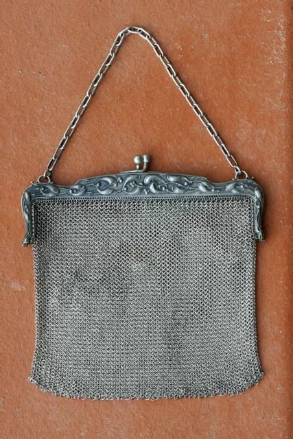 Tr S Ancien Sac De Bal En Argent Dans Son Jus Cote De Maille En Bon