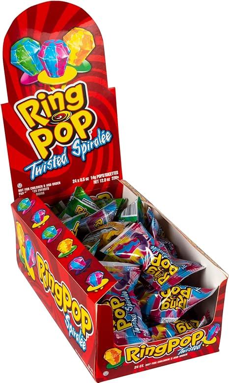 Twisted Ring Pops Candy Assorted Fruit Flavour Display Of