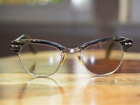 Vintage Clubmaster Style Eyeglasses 1950s Universal Brand Marbled Pattern And Gold Filled 28