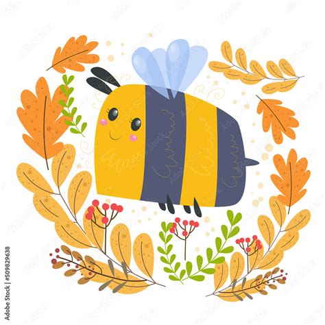 Vector illustration of cute bee drawing background Stock Vector | Adobe ...