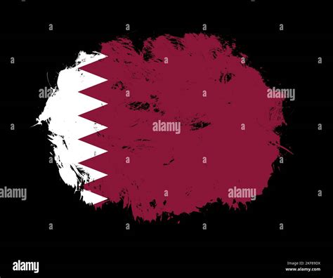 Qatar Flag Painted On Black Stroke Brush Background Stock Photo Alamy