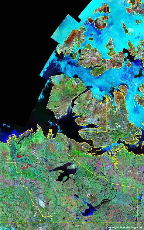 Northwest Territories Map And Satellite Image Roads Lakes Rivers Cities