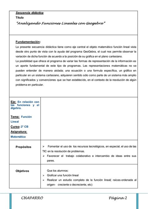 Secuencia Did Ctica Analizando Funciones Con Geogebra La Funci N