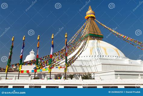 Boudha, Bodhnath or Boudhanath Stupa with Prayer Flags Stock Image ...