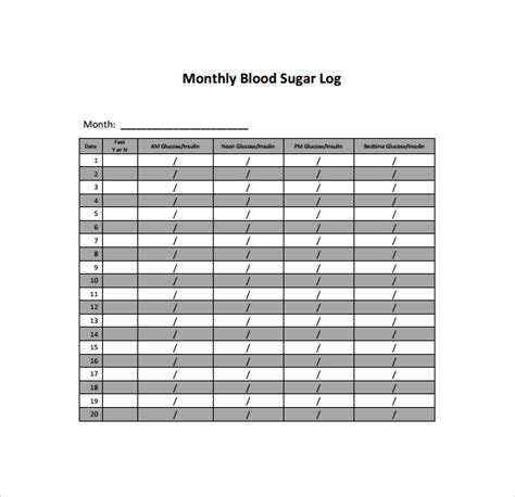 Free 7 Sample Blood Sugar Log Templates In Pdf Ms Word