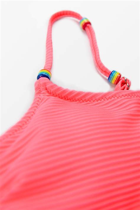 Neon Pink Ribbed Bikini