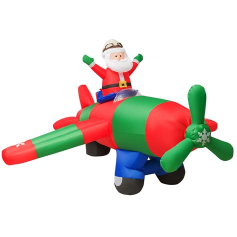 Topbuy Inflatable Santa Flying Airplane Blow Up Christmas Decoration