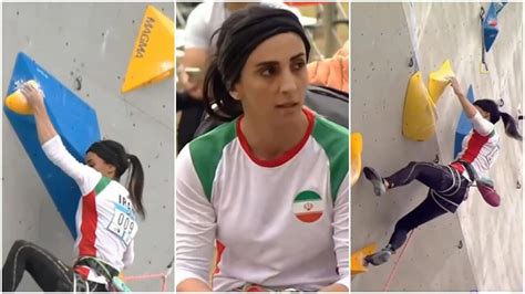 La campionessa iraniana Elnaz Rekabi che aveva gareggiato senza velo è