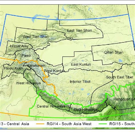 Study Area Map With Randolph Glacier Inventory Regions Table 1 And