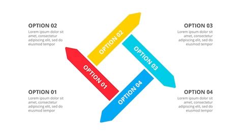 Infografía de ciclo de flechas con 4 pasos ilustración vectorial plana