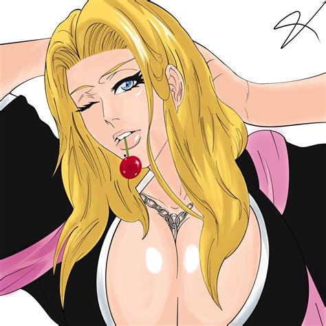 Bkaart27 Matsumoto Rangiku Bleach Highres 1girl Blonde Hair Blue Eyes Breasts Cleavage