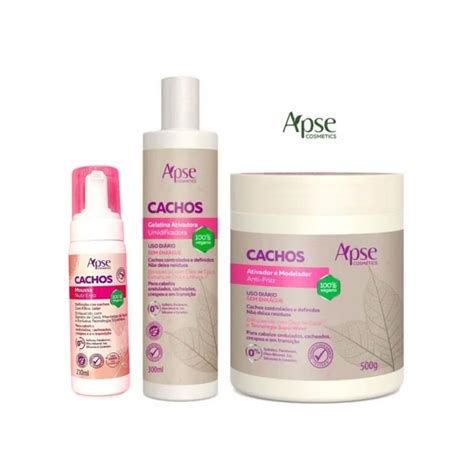 Kit Apse Cachos Gelatina Ml Ativador E Modelador G E Mousse