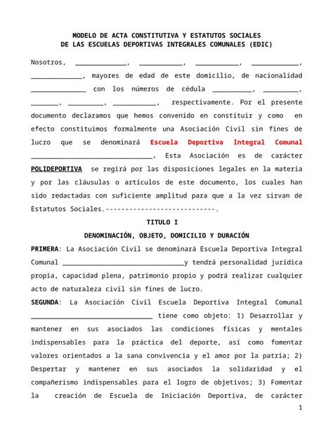 Docx Modelo De Acta Constitutiva Y Estatutos Sociales De Las Escuelas 108882 Hot Sex Picture