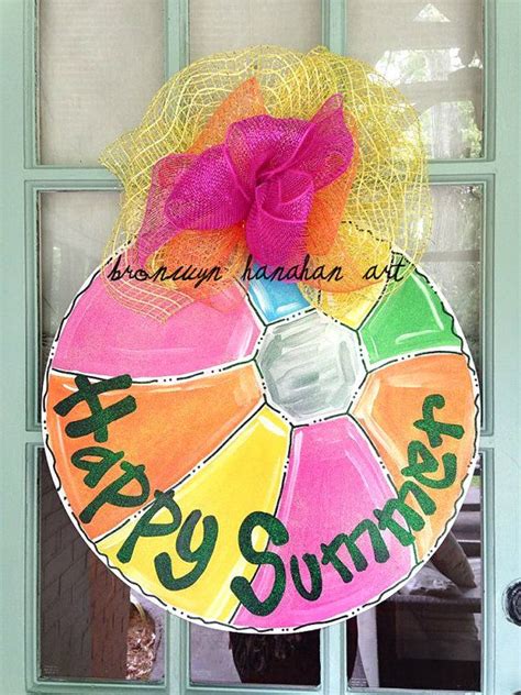 Happy Summer Beach Ball Door Hanger Bronwyn Hanahan Art Etsy